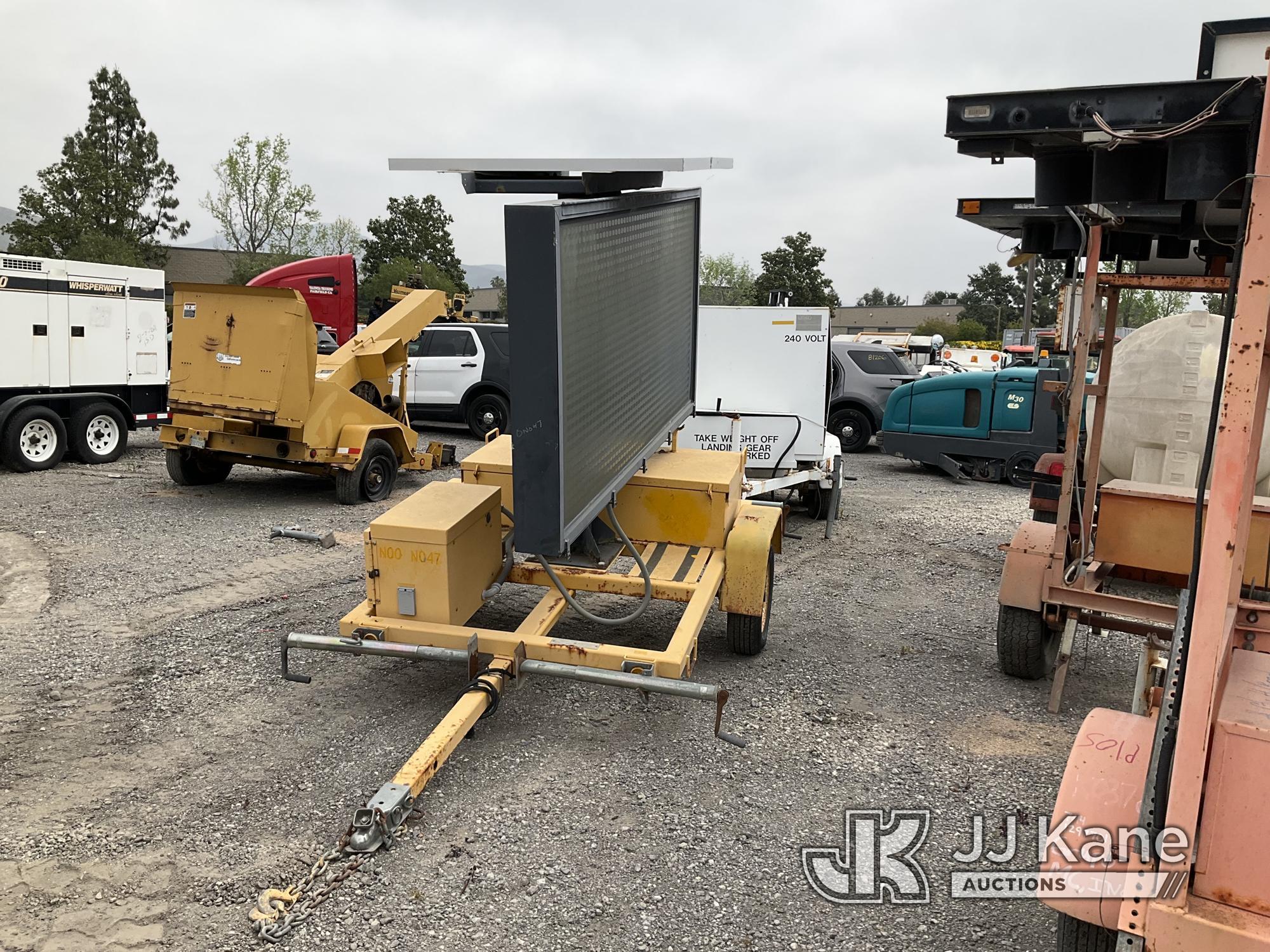 (Jurupa Valley, CA) 2007 American Signal Message Board Portable Message Board Not Running, True Hour