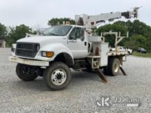 Terex Commander 4042, Digger Derrick mounted behind cab on 2003 Ford F750 4x4 Flatbed/Utility Truck 