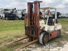 1990 Nissan M-C607 Pneumatic Tired Forklift Runs, Moves and Operates) (LPG Tank Included