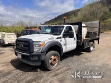 (Woodbridge, CT) 2012 Ford F550 Flatbed Truck Runs & Moves) (Lift Gate Operates, Body & Rust Damage