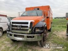 2015 Ford F650 Chipper Dump Truck No Crank With Jump, Condition Unknown, Driveshaft Partially Discon