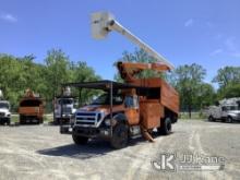 Altec LR760-E70, Over-Center Elevator Bucket mounted behind cab on 2013 Ford F750 Chipper Dump Truck