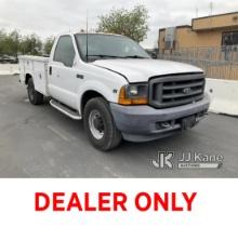 2001 Ford F-350 SD Service Truck Runs Rough, Moves, Missing Passenger Mirror