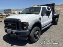 2009 Ford F450 4x4 Crew-Cab Flatbed Truck Runs & Moves) (Check Engine Light On, Body Damage