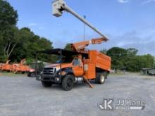 Altec LR756, Over-Center Bucket Truck mounted behind cab on 2013 Ford F750 Chipper Dump Truck Runs, 