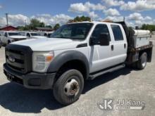 2012 Ford F550 4x4 Flatbed Reel Truck Runs, Moves, Operates)(Interior Seat Damage