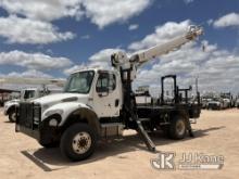 Altec DM45-TR, Digger Derrick mounted behind cab on 2009 Freightliner M2 106 4x4 Flatbed/Utility Tru