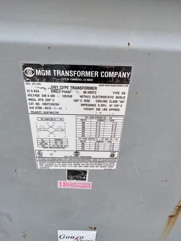 PORTABLE LOAD CENTER SKID WITH SINGLE PHASE TRANSFORMER; 480 DELTA; 120/240
