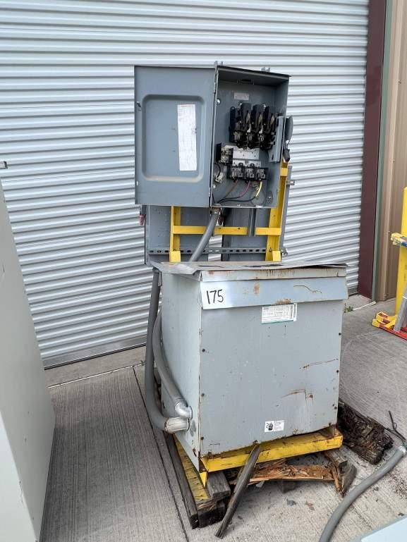 ACME SINGLE PHASE TRANSFORMERS; 480 DELTA; 120/240; & PORTABLE LOAD CENTER SKID W/ THREE PHASE TRANS