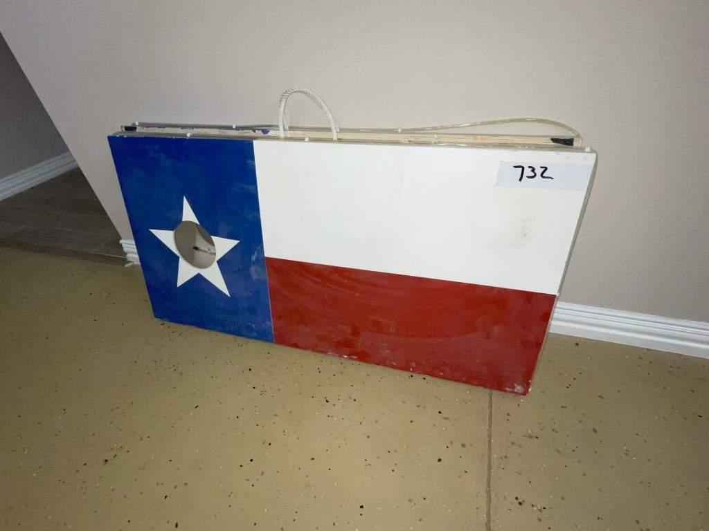TEXAS FLAG DESIGN LIGHTED CORNHOLE BOARDS
