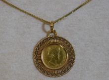 14KT SOLID GOLD NECKLACE WITH GOLD COIN!!!