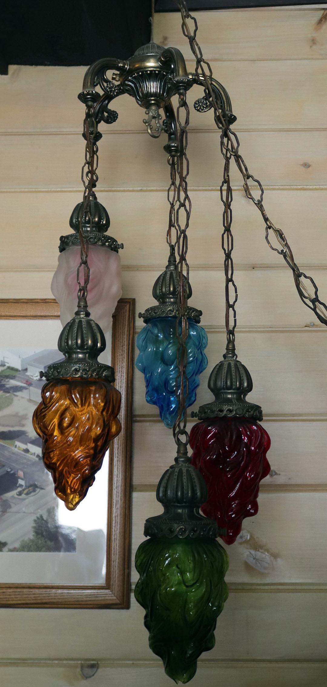 Polychrome Glass Grapes Cascade Chandelier