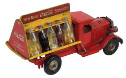 Coca-Cola Toy Delivery Truck, pressed steel, mfgd by Metalcraft w/10 glass