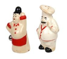 Salt & Pepper Shakers (1 Set) Italian Pizza Chefs, Unmarked/made In Japan,