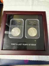 first and last year's Morgan Silver dollars