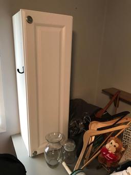 Shoes 7 1/2 /wooden hangers/purse-white cabinet -