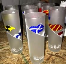 set of 8 mid century Frosted Libbey highball glasses w/Nautical flags