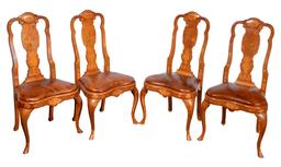 Dutch Marquetry Fruitwood Dining Chair Collection