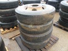 Pallet of Used 11R22.5 Tires and Straight-hole Rims