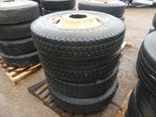 Pallet of Used 11R24.5 Tires and Straight-hole Rims