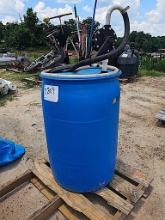 Propane Tank, 2 Large Blue Tubs Misc Items, 2 Buckets of Nails and Screws