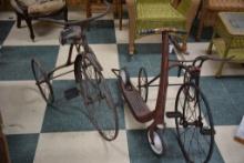 Pair of Vintage Challenge Tricycles and 1 Vintage Scooter; Needs TLC