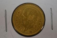 1920 Mexican Five Peso .900 Gold Piece; MS