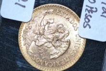 1921 Mexican Twenty Peso .900 Gold Piece; MS