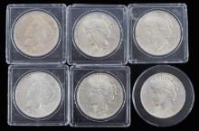 6 PEACE  SILVER DOLLAR U.S. COINS IN XF TO MS