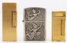 LOT 3 DUNHILL MID CENTURY & SIAM SILVER LIGHTERS