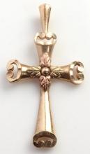 10K TRI COLOR GOLD CROSS PENDANT