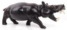 SOLID AFRICAN EBONY 15 POUND CARVED HIPPOPOTUMUS