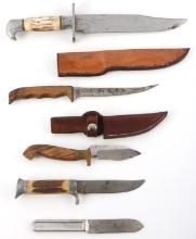 LOT OF 5 VINTAGE STEEL FIXED BLADE STAG KNIFE LOT