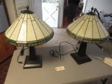 2 STAINED GLASS TABLE LAMPS  24 T