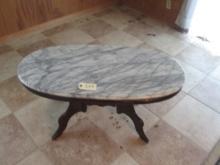 OVAL MARBLE TOP COFFEE TABLE  40 X 20  19