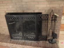 FIREPLACE SCREEN AND TOOLS