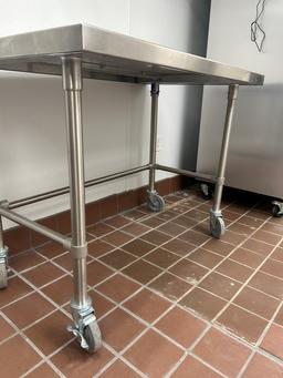 4ft Stainless Steel Table On Casters
