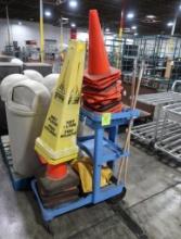 janitorial cart w/ safety cones