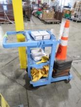 janitorial cart, w/ masks, & cones