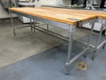 8ft Maple Top Bakery Table W/ Edlund Can Opener Mount
