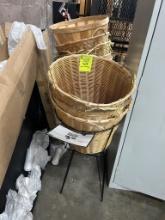 Group Of Wicker Baskets W/ 2 Stands