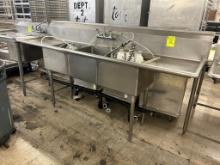 Stainless Steel Three Compartment Sink W/ Spayer