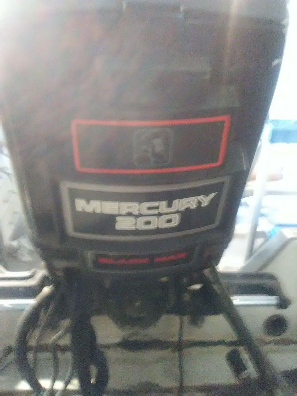 1994 200 hp Mercury 2 stroke Offshore outboard motor, stainless prop, shift controls, (no wire ha...