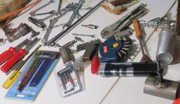 Assorted end wrenches, ratchets, wrenches, teeth for rigid pipe threaded, detail paint sprayer