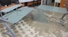 Glass & Metal Desk Set with Corner Pieces