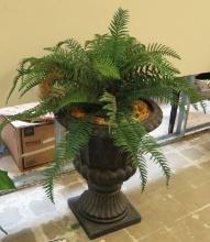 Tall Brown Urn with Ferns