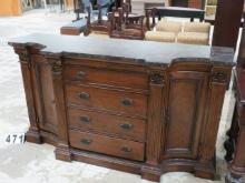 Hutch/4 Drawer Dresser with 2 Doors & Marble Top, 70"x19"x40"