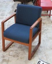 Blue Fabric & Wood Office Chair