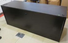 pressed wood black desk 29" h x 71" wide x 34" deep