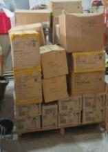 pallet of mixed glassware 40+ boxes new cups, saucers, glasses, shot glasses